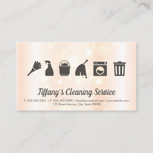 Reinigungsservice | Symbole für die Säuberung von Visitenkarte (Vorderseite)