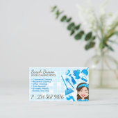 Reinigungsservice Tile Wash Janitorial Blue Women Visitenkarte (Stehend Vorderseite)