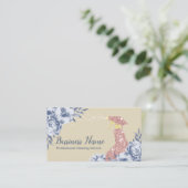 Reinigungsservice Vintag Blauer Blumenmehl Elfenbe Visitenkarte (Stehend Vorderseite)