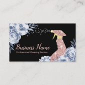 Reinigungsservice Vintag Blue Floral Visitenkarte (Vorderseite)