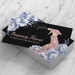 Reinigungsservice Vintag Blue Floral Visitenkarte<br><div class="desc">Reinigungsservice Vintag Blue Floral Black Business Card.</div>