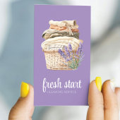 Reinigungsservice Wasserfarben Wäscherei Lavendel Visitenkarte