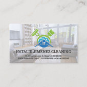 Reinigungsservice | Zuhause Mop-Broom-Logo Visitenkarte (Vorderseite)