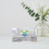 Reinigungsservice | Zuhause Mop-Broom-Logo Visitenkarte (Stehend Vorderseite)