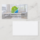 Reinigungsservice | Zuhause Mop Janitor Logo Visitenkarte (Vorne/Hinten)