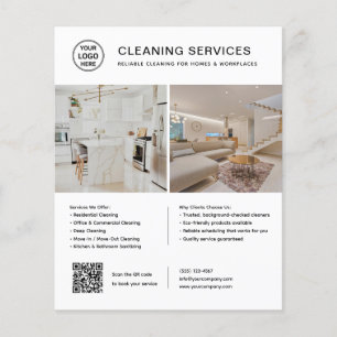 Reinigungsslogans Logo Foto QR Code Weiß Flyer