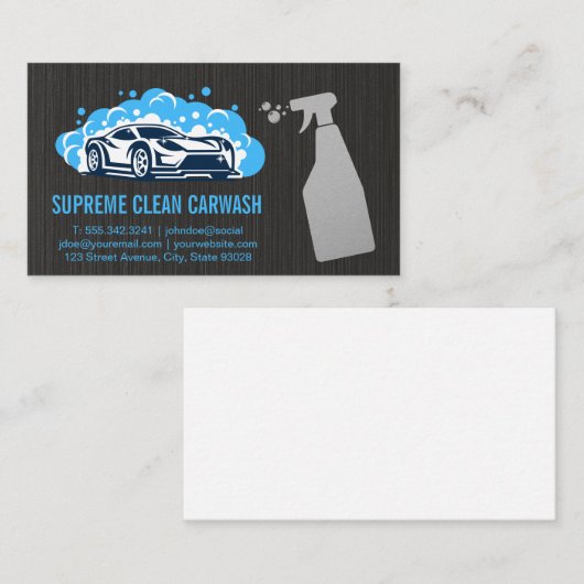 Reinigungsspritze | Carwash-Symbol Visitenkarte (Vorne/Hinten)