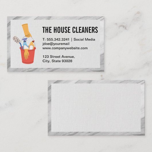 Reinigungstools im Eimer Visitenkarte (Vorne/Hinten)