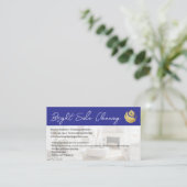 Reinigungstuch Home Logo | Ordentliches Wohnzimmer Visitenkarte (Stehend Vorderseite)