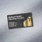 Reinigungswerkzeuge | Golden | Schwarzer Marmor Magnetische Visitenkarte (Beispiel)