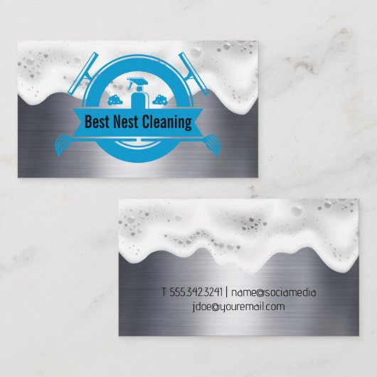 Reinigungswerkzeuge | Soap Suds | Metall Visitenkarte (Vorne/Hinten)