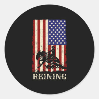 Reining-Pferd 4. Juli-Flagge lustiges Reitergesche Runder Aufkleber