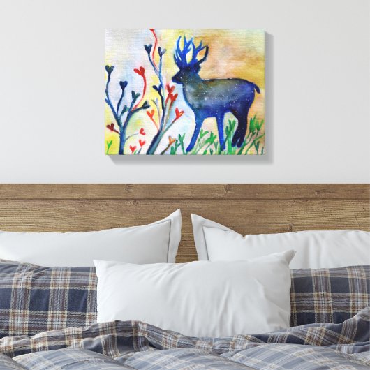 Reinirer Hirsche Liebe Herzmagie Wasserfarbe Druck Leinwanddruck (Insitu (Schlafzimmer))