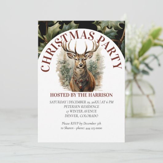 Reinlieb Retro Classic Niedlich Watercolor Weihnac Einladung (Stehend Vorderseite)