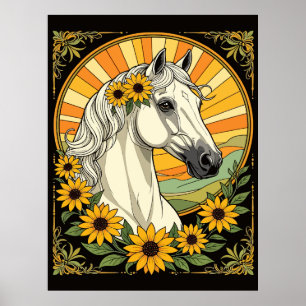 Reinrassige Pferde und Mit Augen schwarze Susan-Bl Poster
