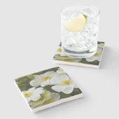 Reinweiße Clematis Steinuntersetzer (Seitenansicht)