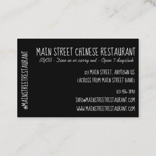 Reis Chinesisch nehmen Container Chopsticks Visitenkarte (Rückseite)