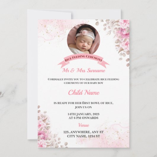 Reis Fütternd Einladung, Annaprashan-Karte Einladung (Vorderseite)