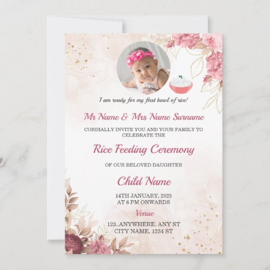 Reis Fütternd Einladung, Annaprashan-Karte Einladung (Vorderseite)