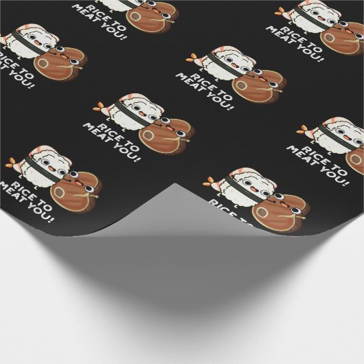 Reis zu Fleisch Sie lustige Sushi Steak Pun Dark B Geschenkpapier (Ecke)