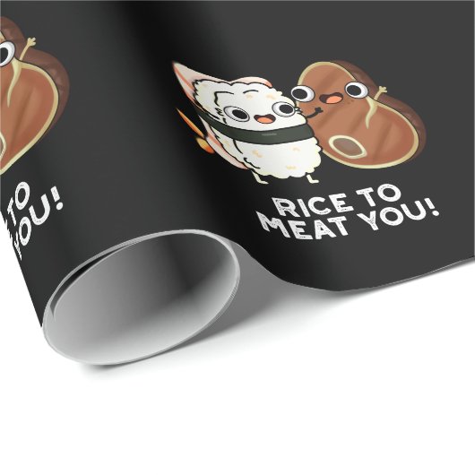 Reis zu Fleisch Sie lustige Sushi Steak Pun Dark B Geschenkpapier (Rolleneckpunkt)