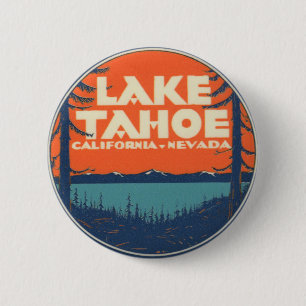 Reise-Abziehbild-Entwurf Lake Tahoe Vintager Button