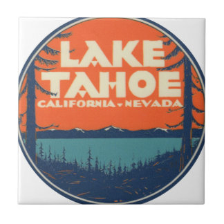 Reise-Abziehbild-Entwurf Lake Tahoe Vintager Fliese