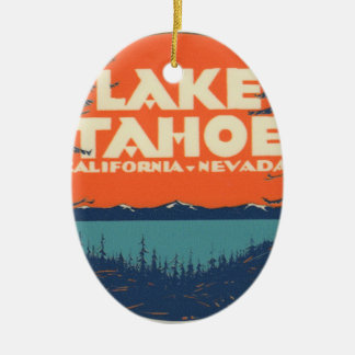 Reise-Abziehbild-Entwurf Lake Tahoe Vintager Keramikornament