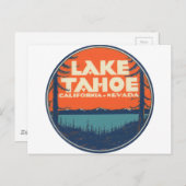 Reise-Abziehbild-Entwurf Lake Tahoe Vintager Postkarte (Vorne/Hinten)