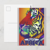 Reise Afrika Retro Farbiger Tiger Postkarte (Vorne/Hinten)