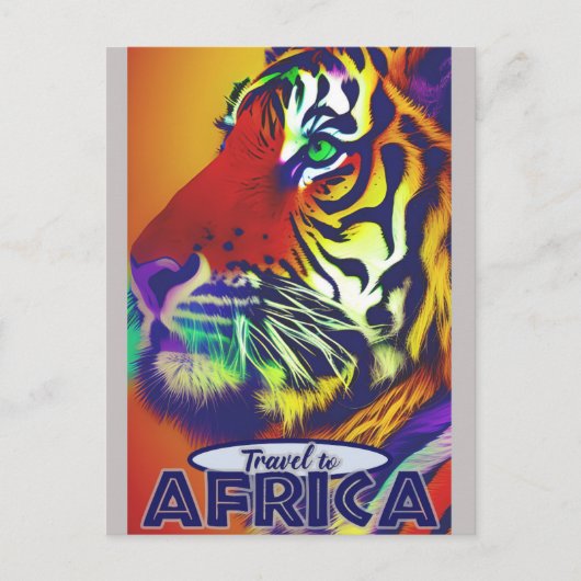 Reise Afrika Retro Farbiger Tiger Postkarte (Vorderseite)