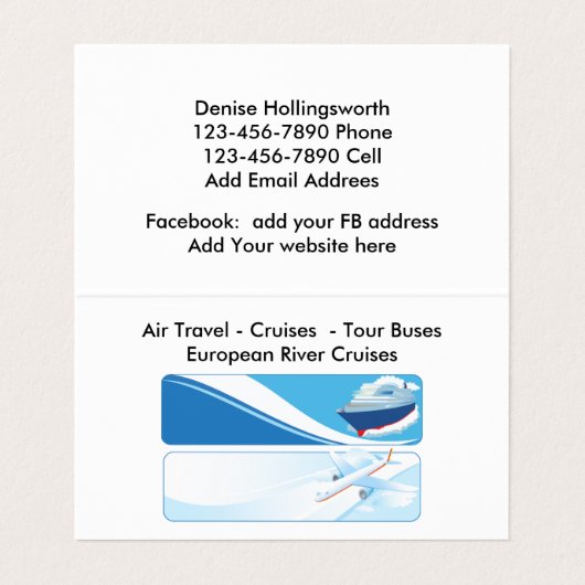 Reise-Agent-Berater Visitenkarten (Innenseite Aufgefaltet)