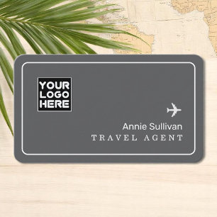 Reise Agent Flugzeug Weltkarte Grau Visitenkarte