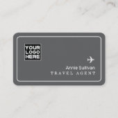 Reise Agent Flugzeug Weltkarte Grau Visitenkarte (Vorderseite)