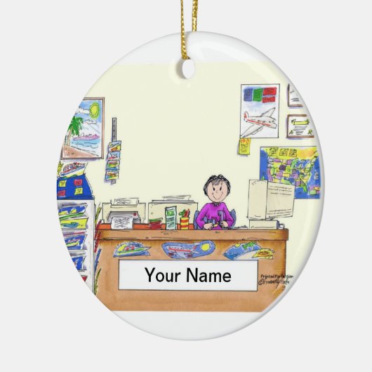 Reise-Agent - Frau Keramik Ornament (Links)