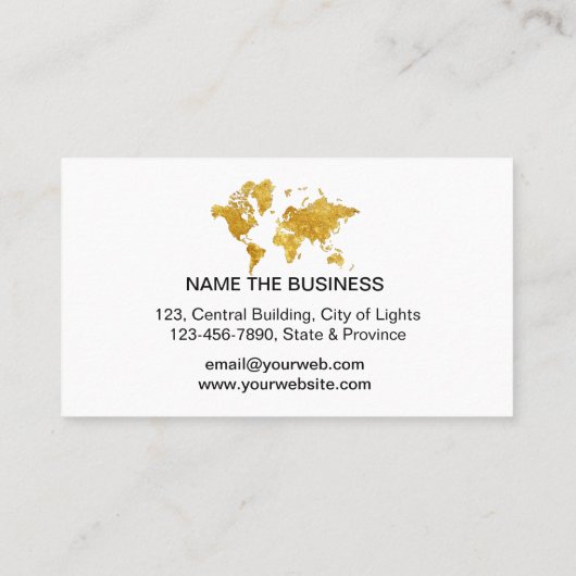 Reise-Agent-Imitat-Goldweltkarten-Bestimmungsort Visitenkarte (Rückseite)
