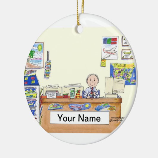 Reise-Agent - Mann Keramik Ornament (Links)