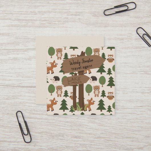 Reise-Agent-niedliche rustikale Ferien Quadratische Visitenkarte (Vorderseite/Rückseite Beispiel)