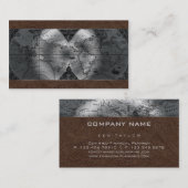 Reise-Agent-Weltkarten-Kugel-Brown-Leder Visitenkarte (Vorne/Hinten)