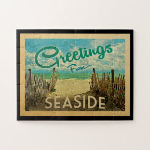 Reise an den Strand von Seaside im Vintage-Stil Puzzle