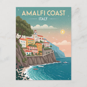 Reise an die Amalfi-Küste im Vintage-Stil Postkarte