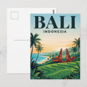 Reise-Ansichtskarte im Vintage-Stil | Bali Postkarte (Vorne/Hinten)