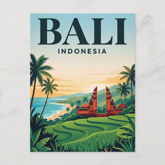 Reise-Ansichtskarte im Vintage-Stil | Bali Postkarte (Vorderseite)