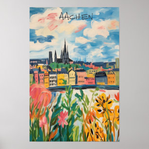 Reise-Ästhetik-Malerei Stadt Aachen Deutschland  Poster