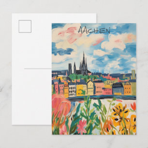 Reise-Ästhetik-Malerei Stadt Aachen Deutschland  Postkarte