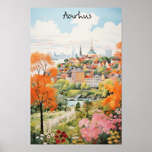 Reise Ästhetik Malerei Stadt Aarhus Dänemark Poster (Vorne)