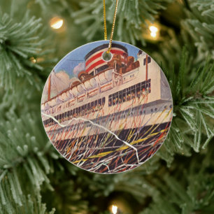 Reise auf einem alten Kreuzfahrtschiff; Bon Voyage Keramik Ornament