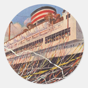 Reise auf einem alten Kreuzfahrtschiff; Bon Voyage Runder Aufkleber