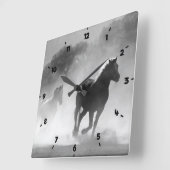 REISE AUF LAUFENDEN PFERDEN GRAU QUADRATISCHE WANDUHR (Winkel)