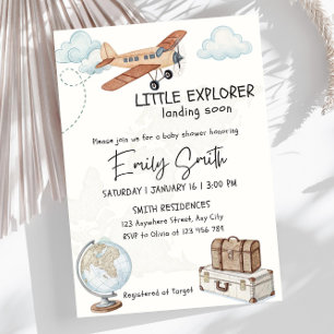 Reise-Baby-Party Einladungsvorlage Little Expl Einladung
